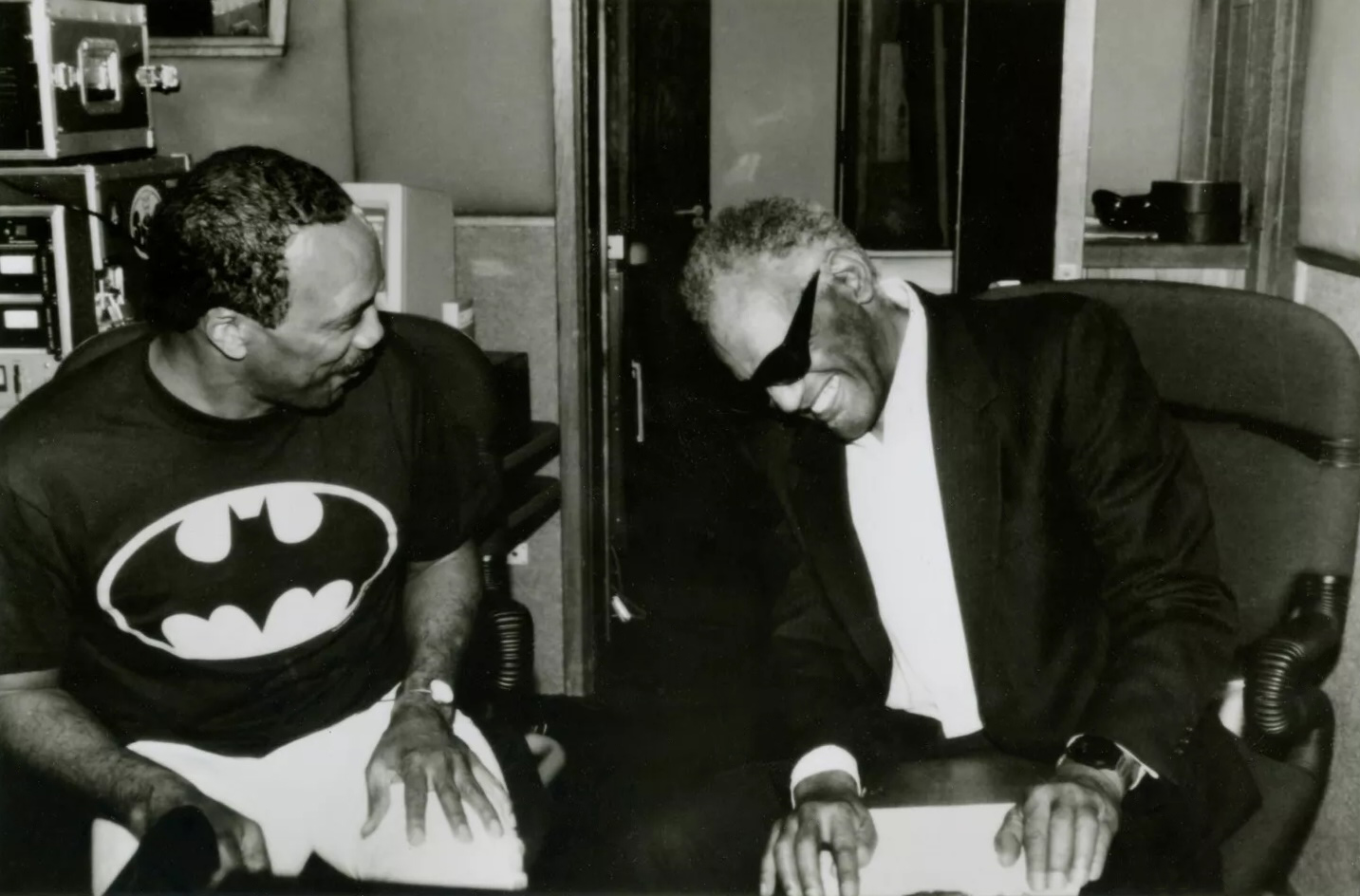 Jones with Ray Charles during sessions for "Back on the Block." Photo: Ron Wolfson