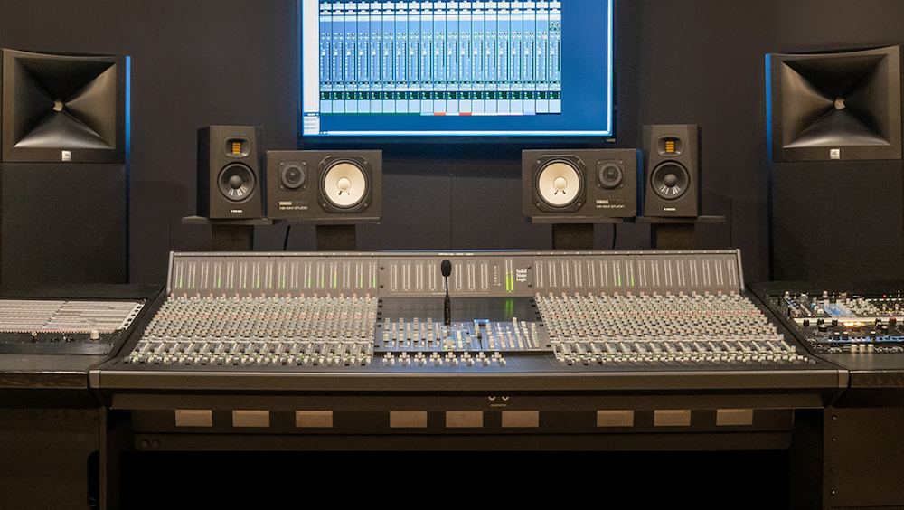 One of the new SSL Origin 32-channel analog mixing consoles installed at Belmont University's Mike Curb College of Entertainment & Music Business.