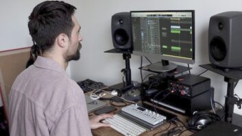 Bastille’s Kyle Simmons, recording at home with his AMS Neve 88M dual mic preamp and USB audio interface.