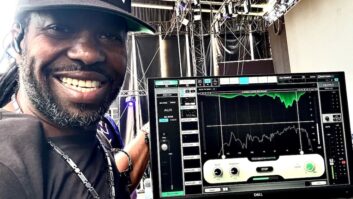 Monitor engineer Dwight “Coolie” Bancey, pictured with his Waves eMotion LV1 Live Mixer setup, employing Waves Feedback Hunter plugin.