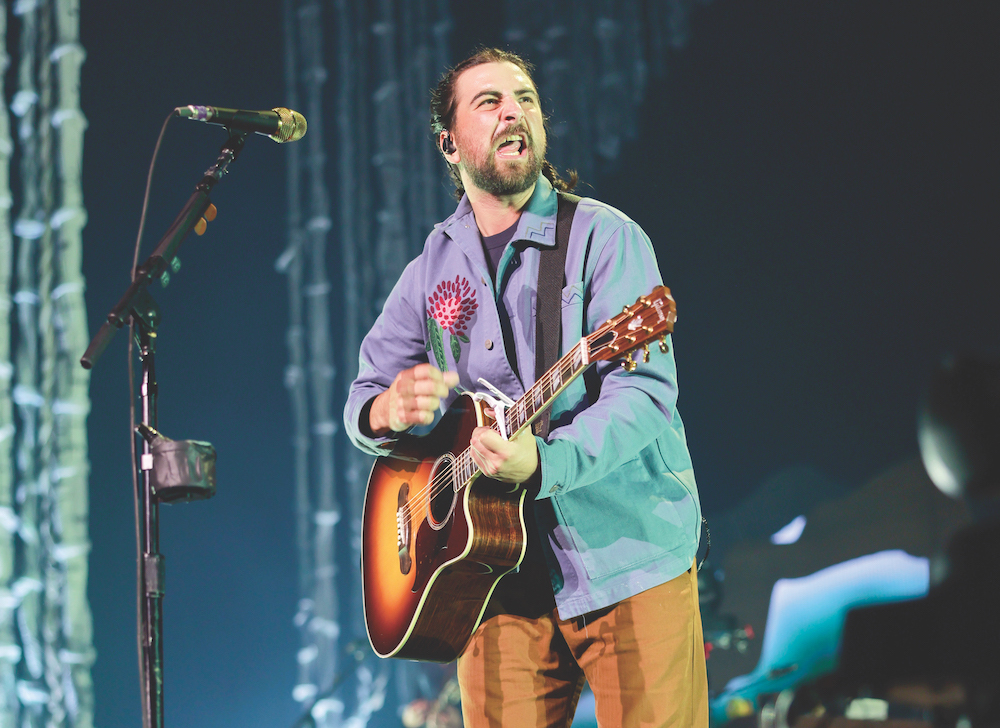 Noah Kahan, here at the Bridgestone Arena in Nashville, sings every night into a DPA d:facto 4018VL vocal microphone. PHOTO: Jason Kempin/Getty Images.