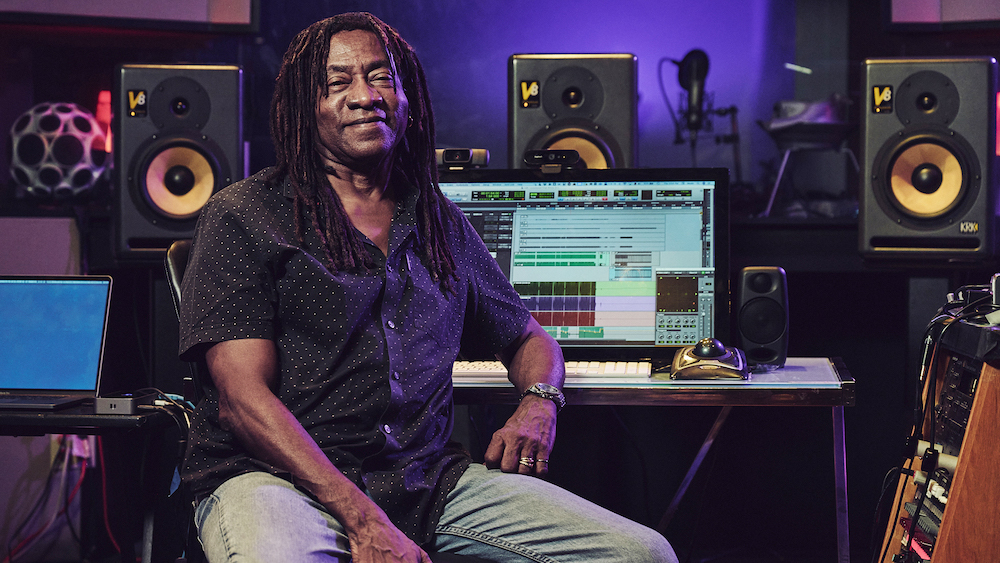 Five-time Grammy Award-winning engineer and producer Jimmy Douglass in his KRK-laden Dolby Atmos mix room.