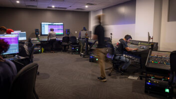 Just some of the SSL Origin desks installed at Full Sail for students to use.