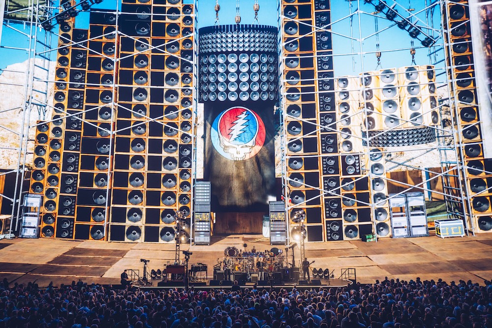 Dead & Company’s 30-date residency at Sphere in Las Vegas uses the venue’s giant LED screen to recreate key parts of The Grateful Dead’s history, including the legendary Wall of Sound P.A. Photo: Rick Fury/Sphere Entertainment