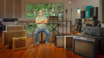 Owner/engineer Paul Antonell in the spacious live room at Clubhouse, a modern-yet-old-school, residential-commercial recording studio in Rhinebeck, N.Y., that features a Neve 8058 console, Ted Rothstein monitoring, and a wealth of amps, mics, instruments and outboard gear. Photo: Chase Pierson