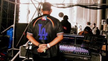 Malcolm Gil at stageside, manning his Avid S6L at Lollapalooza during Chappell Roan's set.