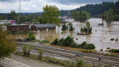 Asheville, NC is known as a live music hub, but the River Arts District was decimated by Hurricane Helene last week. Photo: Melissa Sue Gerrits/Getty Images.