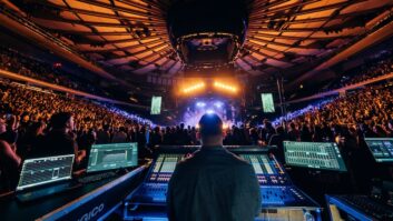 The view from Cage The Elephant’s house mix position during a recent show at Madison Square Garden in NYC (photo credit: Kevin Condon / @weirdhours)