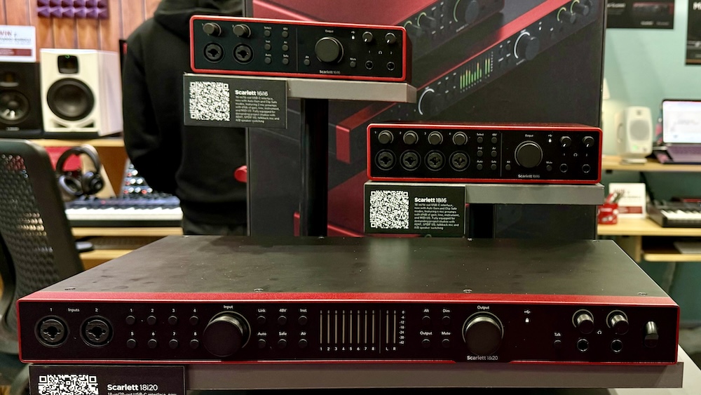 Focusrite just expanded its long-running Scarlett audio interface line with the introduction of three new models—the Scarlett 16i16, 18i16, and 18i20—so they are on display and getting plenty of attention.