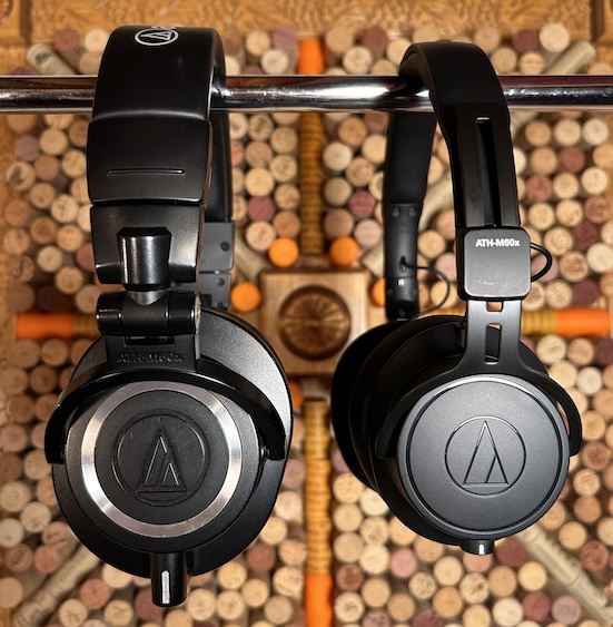 The Audio-Technica ATH-M50X, left, and ATH-M60X headphones share near-identical components and specs, though the latter is 2.4 ounces lighter.