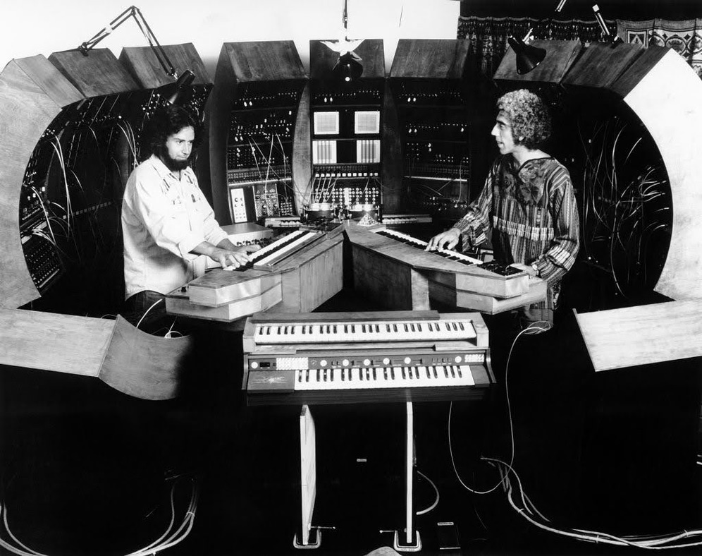 Margouleff and Cecil performing in the control room while monitoring in Quad. Photo: Courtesy of Robert Margouleff.