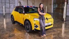 UK singer Sinéad Harnett recently recorded vocals inside a Renault 5 E-Tech compact electric car. Photo: Renault.