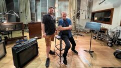 Production sound mixer Tod Maitland (right) and his tech (and nephew) Terence McCormack in the “Live Room” set, joined by all of the mics set up on classic Atlas mic stands.