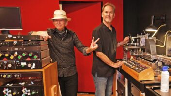 Pictured (L-R) in the cutting room at Bernie's are Benmont Tench and mastering engineer Chris Bellman. Photo by David Goggin.