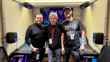 Pro Tools operator Zak Denham (left) and engineer-in-charge Mark Duvall (right) supported music mixer Bob Clearmountain in one of Gemini’s twin control rooms. Photo: Scott Pederson